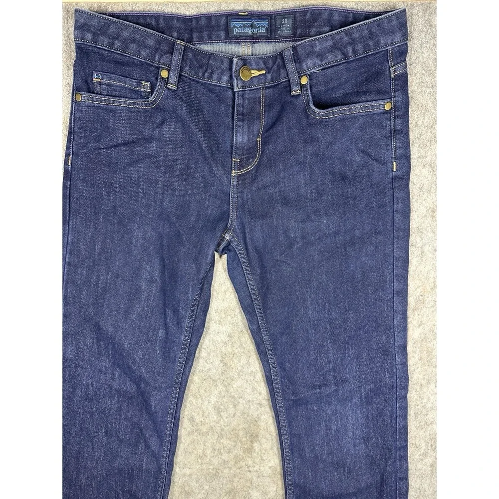 Patagonia Jeans Womens 28 Dark Wash Organic Stretch Slim Fit Outdoor Blue Denim